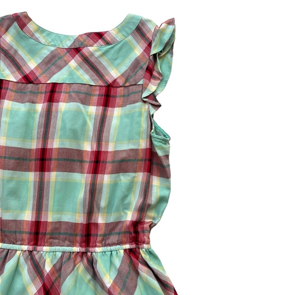 Kensie Womens Sz Small Teal Red Plaid Button Front Sleeveless Ruffle Flowy Dress - Picture 11 of 16